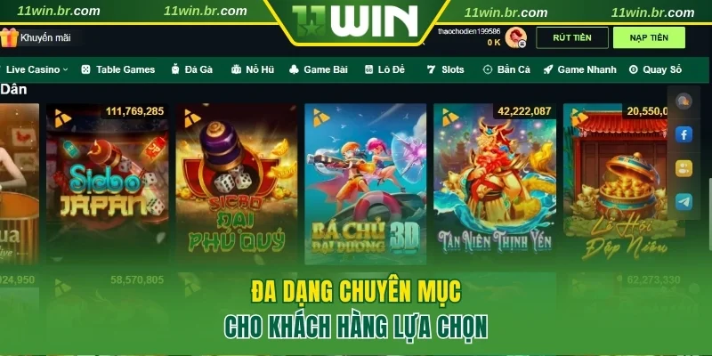 Khách hàng thoải mái lựa chọn với 10 chuyên mục