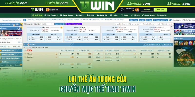 Lợi thế ấn tượng của chuyên mục thể thao 11WIN